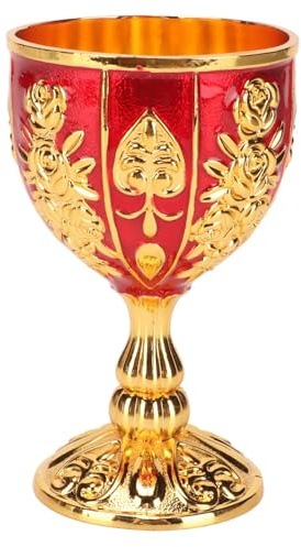 Goldener Kelch, Vintage-Weinbecher mit Blumenprägung | Goldrote Oberfläche, Blumenprägung, für Party und Bankett, Mittelalterliche Tischdekoration, Weinbecher