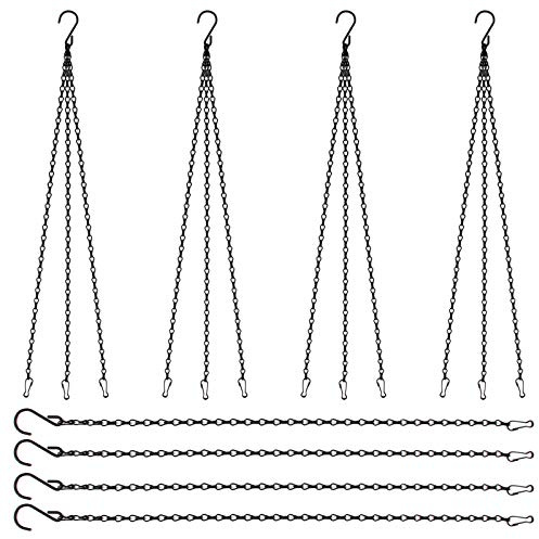 Dadabig 16 Stück Metall Ketten zum Aufhängen, Schwarz Blumenampel Ketten Hängende Korb Ketten mit Clips & S-Haken für Blumentöpfe, Vogelkäfig, Pflanzgefäßen, Laternen, Billboard und Ornaments