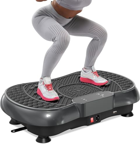 HomeFitnessCode Vibrationsplatte für Frauen Männer - Vibrationsgerät mit Mehreren Stufen + Vorprogramm Vibrationstrainer Fitnessgerät Zuhause für Abnahme Muskelaufbau Ganzkörpertraining, Schwarz