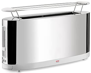 Alessi Toaster mit Brötchenaufsatz aus Edelstahl und PC, weiß