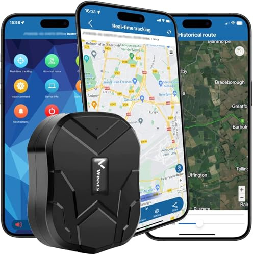 Winnes GPS Tracker 4G, 100 Tage Standby Ortungsgerät, Starker Magnet, Echtzeit-Tracking, Kostenlose App, Wasserdichter Tracker, GPS-Sender für Auto, LKW, Motorrad, Gefrierschrank