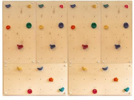 Gartenpirat Kletterwand Indoor IW6 3,90 m² – Boulderwand für Innen mit 25 bunten Klettersteinen sechs Platten 114x57 cm – vormontiert inkl. Montagematerial – ideal fürs Kinderzimmer