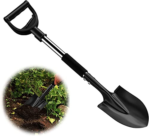 Gärtnerspaten für Harte, 78cm Schaufeln Steinige Böden aus Stahl, Spitz mit Gebogenem D-Förmigen Griff Schwerlast-Autoschaufel, Geeignet für Ausgrabung Camping Car Gardening/Schwarz