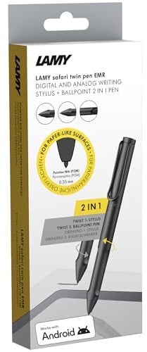 Lamy Safari Twin Pen EMR All Black (POM Spitze) | 2-in-1 Stylus Pen für viele Android-Geräte & Kugelschreiber in Einem – mit ergonomischem Griff – Schreiben & Zeichnen