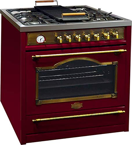 Kaiser Empire HGE 93555 RotEm/Retro Gas Elektro Standherd 90cm/ Range Cooker/ 115L / Herd mit Gas Kochfeld/ 4,5 Kw WOK/Elektro Backofen /8 Funktionen/Selbstreinigung/Drehspieß/Erdgas/Flüssiggas