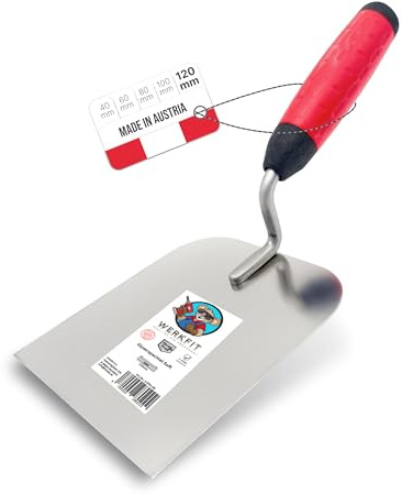 WERKFIT Profi Gipserkelle aus Edelstahl 120mm - Gipserspachtel Rostfrei - Maurerkelle mit Softgriff - Stukkateurkelle Made in Österreich (120mm)