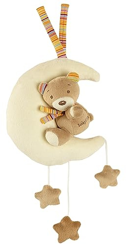 Fehn Spieluhr Baby Einschlafhilfe Teddy im Mond - Kuscheltier mit sanfter Einschlafhilfe Melodie "Brahm Wiegenlied" - Babyspielzeug für Unterwegs und Zuhause - Musikspielzeug für Babys und Kleinkinder