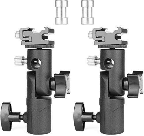 Blitzneiger Schirmhalter Aluminium Blitzschuh ChromLives 2 Stücke Blitzlichtständer mit Blitzschuhe 1/4" 3/8" Spigot Blitzneiger für Lampenstativ Blitzgeräte Reflexschirme Durchlichtschirme