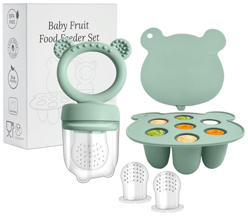 Fruchtsauger Baby ab 4 Monate, BPA frei Silikone Beikost Baby Zubehör kühlend Zahnungshilfe Silicone Feeder for Safe Infant Self Feeding, 4 Month+