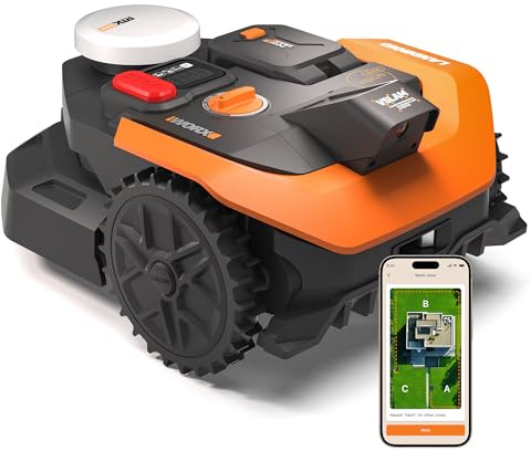 WORX Landroid Vision Cloud WR305E 2WD Mähroboter ohne Begrenzungskabel für 500 m² (KI-Hinderniserkennung, VSLAM+ RTK Cloud Navigation, Auto-Mapping, App-Steuerungo)