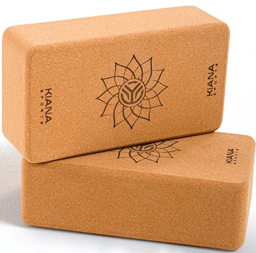 KIANA SPORTS Yoga Block Set in Deutschland Entwickelt | Griffige Yogablöcke im Yoga Set | Yogablock & Pilates Block für Dehnung & Balance | Rutschfeste Yoga Blöcke | Yoga Zubehör aus Naturkork