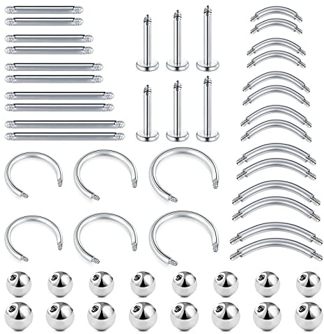 D.Bella 60 Stück 316L Ersatzkugeln aus Chirurgenstahl Körperschmuck Piercing Hanteln Teile 14G 16G 3mm 5mm 8mm Kugeln für Frauen Männer