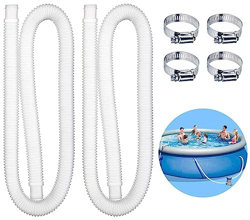 Poolschlauch 32mm,2 Stück Schwimmbadschlauch 32mm,Schwimmbad-Ersatzschlauch mit 4 Metallklemmen,Poolfilterschlauch,Poolpumpenschlauch für Oberirdische Pools