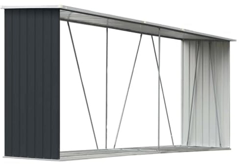 vidaXL Brennholzlager Kaminholzunterstand Brennholzregal Brennholzunterstand Kaminholzständer Holzlager Verzinkter Stahl 330x84x152cm Anthrazit