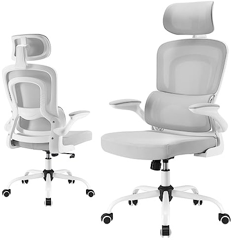 Farini Schreibtischstuhl Bürostuhl Ergonomisch mit mit Verstellbarer Kopfstütze, Office Chair Chefsessel mit Armlehne, Gaming Stuhl mit Rollen