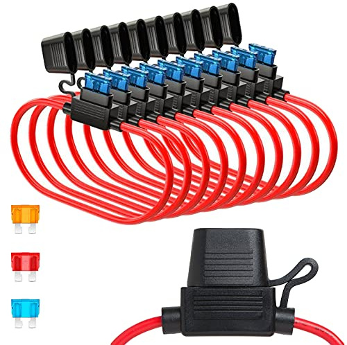 GTIWUNG 10 Stück Sicherungshalter für KFZ-Sicherungen mit Voll Vergossenem Gehäuse Flachsicherung Halter Wasserdicht Auto Sicherungshalter Inline Blade Fuse Holder, Mittlere
