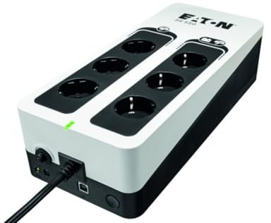 Eaton 3S 550 DIN - Unterbrechungsfreie Stromversorgung (USV) - 550 VA mit Überspannungsschutz (6 DIN Ausgänge, Überspannungsschutz, Schalldämpfer) - Weiß & Schwarz (3S550D)