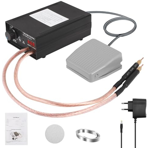 Punktschweißer Einstellbar für Batterien 8000W, Tragbarer Punktschweißer 0,1-0,3mm mit Doppelimpulsausgang 1-9 Geschwindigkeiten Einstellbar durch Pedal für die Herstellung von Batteriepacks