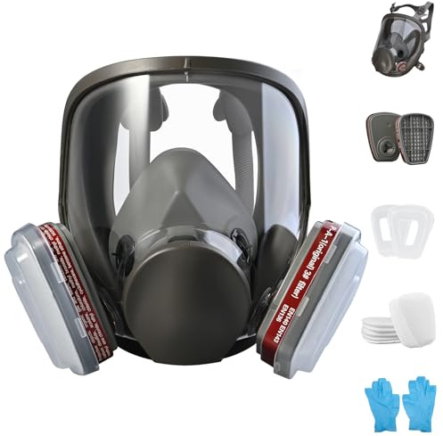 Faburo Vollgesichtsmaske Set, Atemschutzmaske Wiederverwendbare, Gasmaske Staubmaske Schutzmaske, Atemschutzmaske Gase Dämpfe für Malerei, Staub, Schleifen, Schneiden und Schweißen
