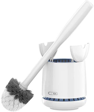 MR.SIGA Toilettenbürste mit Halter, Stabiler Langer Stiel, weiß, 1er-Pack | Automatischer Deckel, verbesserte Belüftung, austauschbarer Toilettenbürstenkopf, der schnell trocknetgsbürste