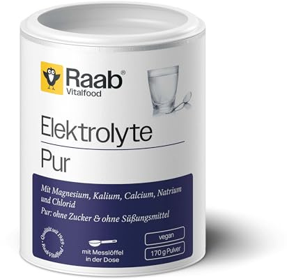 Raab® Elektrolyte Pur (170 g) - ohne Zucker & Süßungsmittel | Elektrolyte Pulver - perfekt für Sport & Alltag - bei Flüssigkeitsverlust - zur Mineralstoffversorgung - vegan