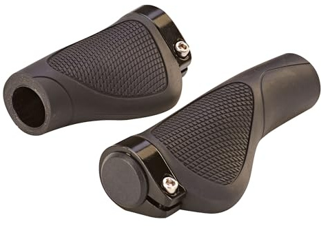 Prophete Ergo-Griffe, 1 Paar, schwarz, 132 mm Länge, ergonomisch geformt, Alu-Schraubbefestigung, passend für Lenker mit Drehgriffschaltung – Komfortable Fahrradgriffe