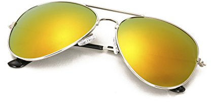 4sold Kinder mit Edelstahl Metall Gestell Sonnenbrille (Orange Spiegel)