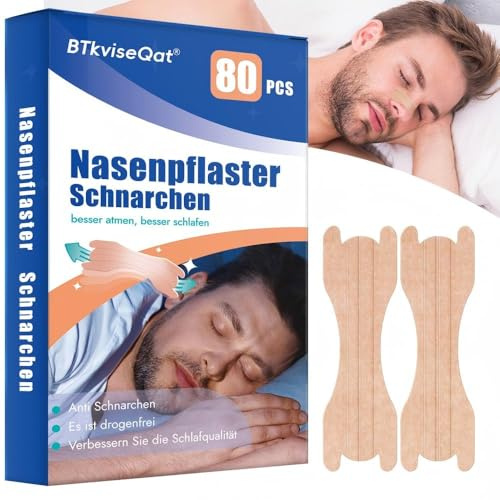 Nasenpflaster Schnarchen Schnarchstopper Nasenstrips (80 Stück) | Anti Schnarch Nasenspreizer für Besser Atmen – Nose Strips und Nasal Strips gegen Schnarchen für besseren Schlaf