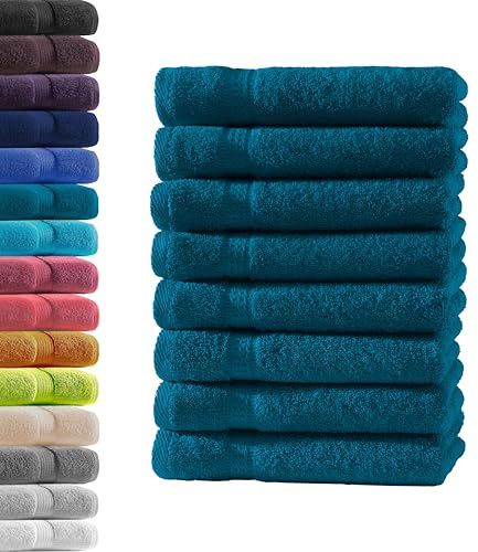 8X Gästetuch | Petrol | 100% Baumwolle Frottier | Oeko-TEX® Standard 100 | Premium Qualität 500 g/m²