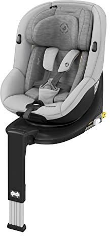 Maxi-Cosi Mica, 360° drehbarer i-Size Kindersitz inkl. ISOFIX Basis, Gruppe 0+/1 Autositz (bis ca. 105 cm / 18 kg), G-CELL Seitenschutz, nutzbar ab der Geburt bis ca. 4 Jahre, Authentic Grey