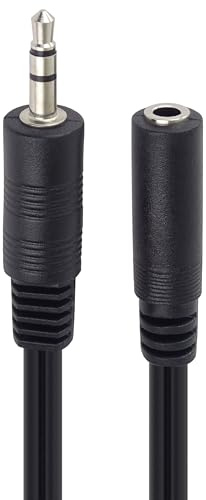 PremiumCord Verlängerung Klinkenkabel 3,5mm, Klinke 3,5mm, Stecker auf Buchse, Aux Headset Audio Verlängerungskabel, geschirmt, Farbe schwarz, Länge 5m