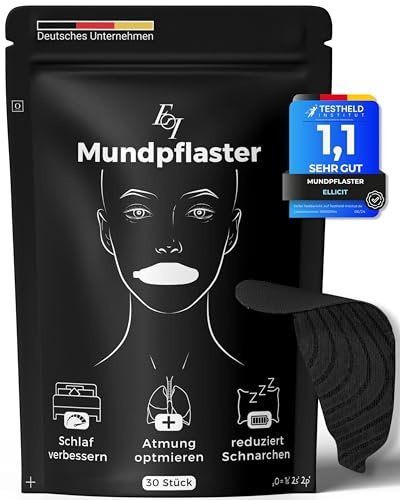Ellicit Mundpflaster Schlafen, 30er Pack Premium Mouth Tape for sleeping, Dezent Aromatisiert, Schnarchpflaster gegen Schnarchen, optimaler Halt auch mit Bart, 95% Baumwolle [bequeme Universalgröße]
