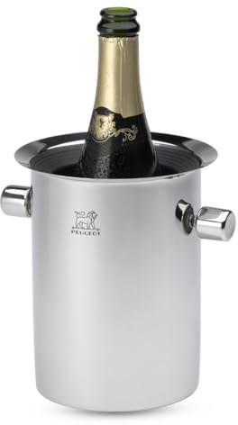 PEUGEOT - Flaschenkühler mit Kühlakkus - Für Sekt- und Weinflaschen - Höhe: 19 cm - Edelstahl