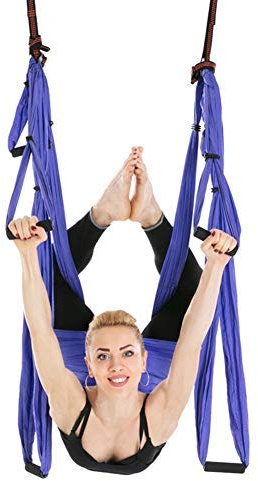 Tihebeyan Große Lufttrapez Hängematte mit Kugellager Ultra Strong Sling Swing für Yoga Pilates Body Stretching Aerial Dance(Lila)