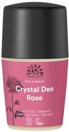 Urtekram Cream Deo Kristall Rose – 50 ml – Natürliches Deodorant mit Mineralsalz – Frischer Rosenduft – Ohne Alkohol – Zertifizierte Naturkosmetik – Vegan & Aluminiumfrei