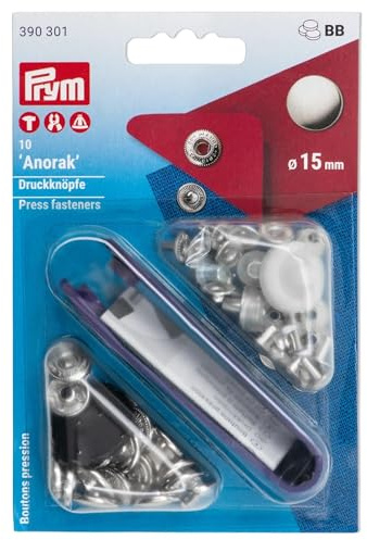 Nähfrei Anorak Druckknöpfe 15 mm silber
