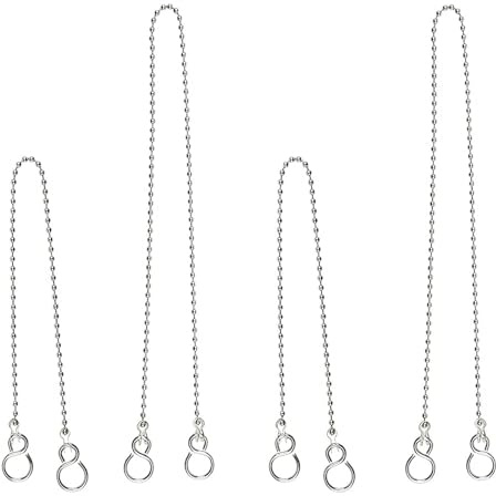 Waschbecken Kette Kugelkette 4 Stück Abfluss Stöpsel Kette aus 304 Edelstahl Küche Bad Stopper Plug Fit Edelstahl Ersatz mit Haken für Becken Badzubehör (Kettenlänge 30cm 45cm | Ø 3mm)
