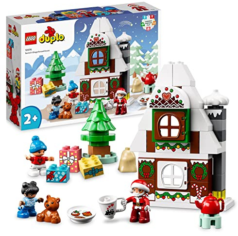 LEGO 10976 DUPLO Lebkuchenhaus mit Weihnachtsmann Figur, Weihnachtshaus-Spielzeug, Geschenk für Kleinkinder ab 2 Jahren, Bausteine, Lernspielzeug für Mädchen und Jungen