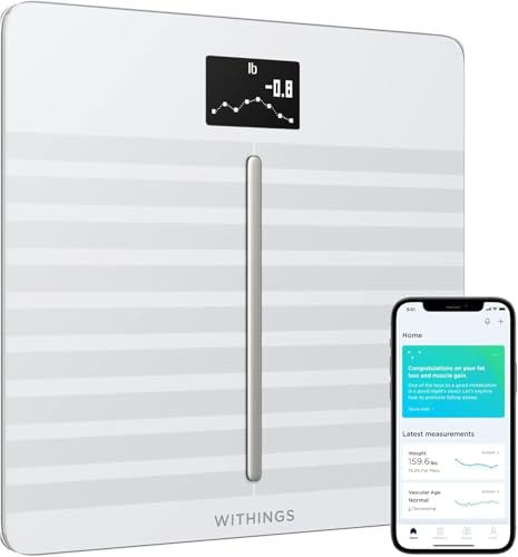 WITHINGS Body Scan - Smart Scale mit Segmentaler Körperzusammensetzungsanalyse, Herzfrequenz, Viszeralfett, Vaskulares Alter, iOS/Android, Beige