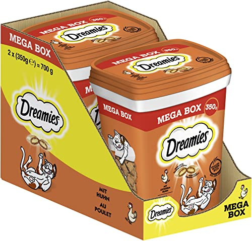Dreamies Katzensnacks mit Huhngeschmack, 2x350g – Außen knusprige & innen cremige Katzenleckerlis