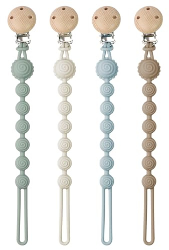 4er-Pack Schnullerkette Silikon Für Mädchen Junge, Nuckelkette 2-in-1 | Leicht Zu Reinigen, Sanft Beim Zahnen, Pflegeleicht Im Alltag, Ideal Für Zuhause, Kinderwagen, Autositz Oder Reise
