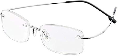 KoKoBin Randlos Lesebrille super Light Titan Lesehilfe für Damen und Herren(silber,+1.5)