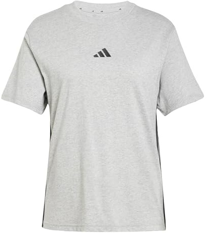 Adidas Damen Essentials 3-Stripes Cotton T-Shirt, medium Grey Heather/Black, XL