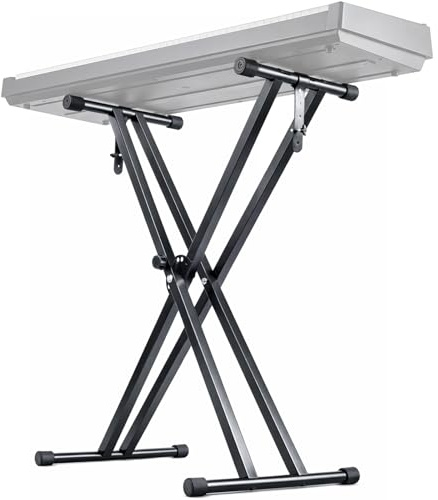 Trintion Keyboardständer Doppelstrebig Keyboard Ständer verstellbar 61 cm bis 98 cm Klappbar Zerlegbar Stabil mit Sicherungslaschen