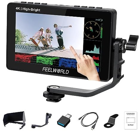 FEELWORLD F5PROX Kamera Field Monitor 5.5 Zoll 1600Nit Touchscreen 3D LUT 1920x1080 IPS 4K HDMI DSLR Camera Monitor F970 Externer Einbausatz