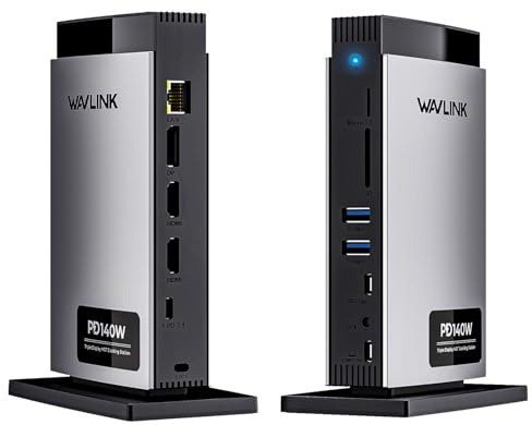 WAVLINK Laptop Docking Station Dreifaches Display (Single 8K@30Hz/4K@144Hz), USB C Dock 125W PD3.1 Pass-Through, 2*HDMI, DP, Ethernet, SD/TF, für Windows