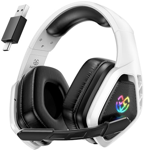 Tatybo 2.4Ghz Wireless Gaming Headset for PS5/PS4/PC(USB-A Port) - 40H Battery Life, Spatial Audio with 360° Flexible Mic, Wireless Headset for Switch/Tablets/Mac and Phone (USB-C Port)