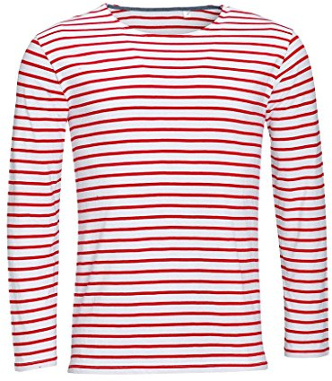 SOLS Herren Marine T-Shirt, gestreift, langärmlig
