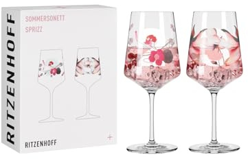 RITZENHOFF 3461002 Aperitifglas 500 ml - 2er Set - Serie Sommersonett Nr. 2, 2 Stück mit Blütenmotiv - Made in Germany