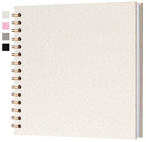 Hiwhy Fotoalbum zum Selbstgestalten 20,5x20,5 cm Scrapbook Fotobuch mit 40 Weißen Seiten, Erinnerungsbuch für Hochzeit, Geburtstag, Jahrestag, Baby, Beige